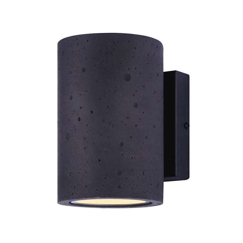 Canarm Calmar 6in Outdoor Wall Light | Black Textured Cement Cylinder | Entryway & Patio | 6 x 4.75 x 7.25 in | Model LOL521BK