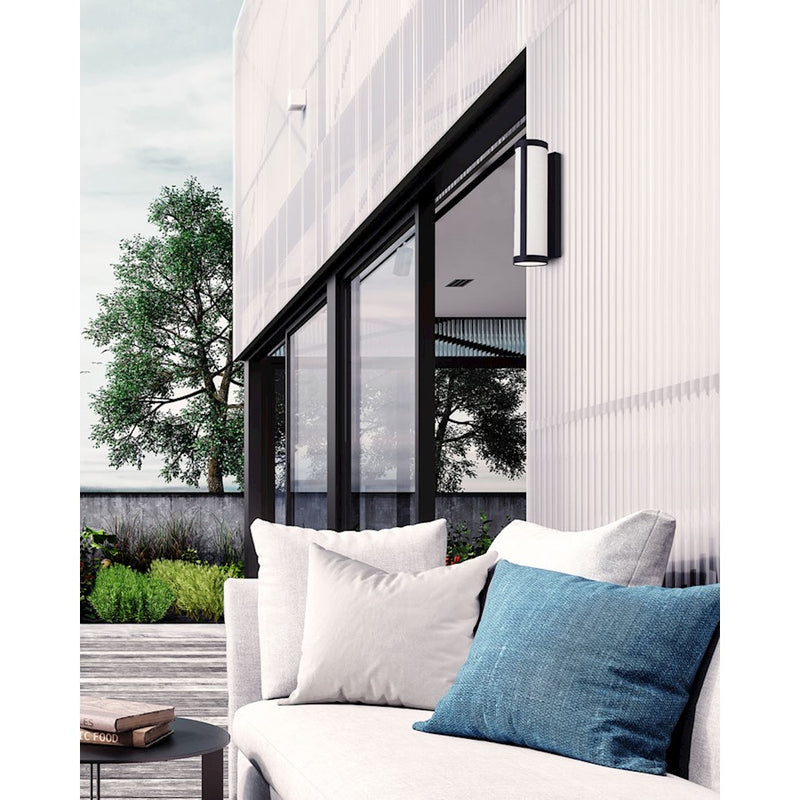 Canarm Sindri 14in LED Outdoor Wall Light | Matte Black Acrylic Shade | Entryway & Patio | 5.5 x 4.38 x 14.12 in | Model LOL529BK