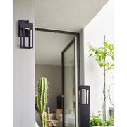 Canarm Fae 12in LED Outdoor Wall Light | Contemporary Matte Black and Clear Glass | Entryway & Patio | 4.75 x 4.62 x 12 in | Model LOL534BK