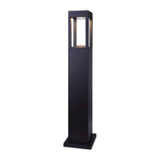 Canarm Fae Lawn 32in LED Outdoor Bollard Light | Contemporary Matte Black and Clear Glass | Garden & Pathway | 6.5 x 6.5 x 31.5 in | Model LOL535BK