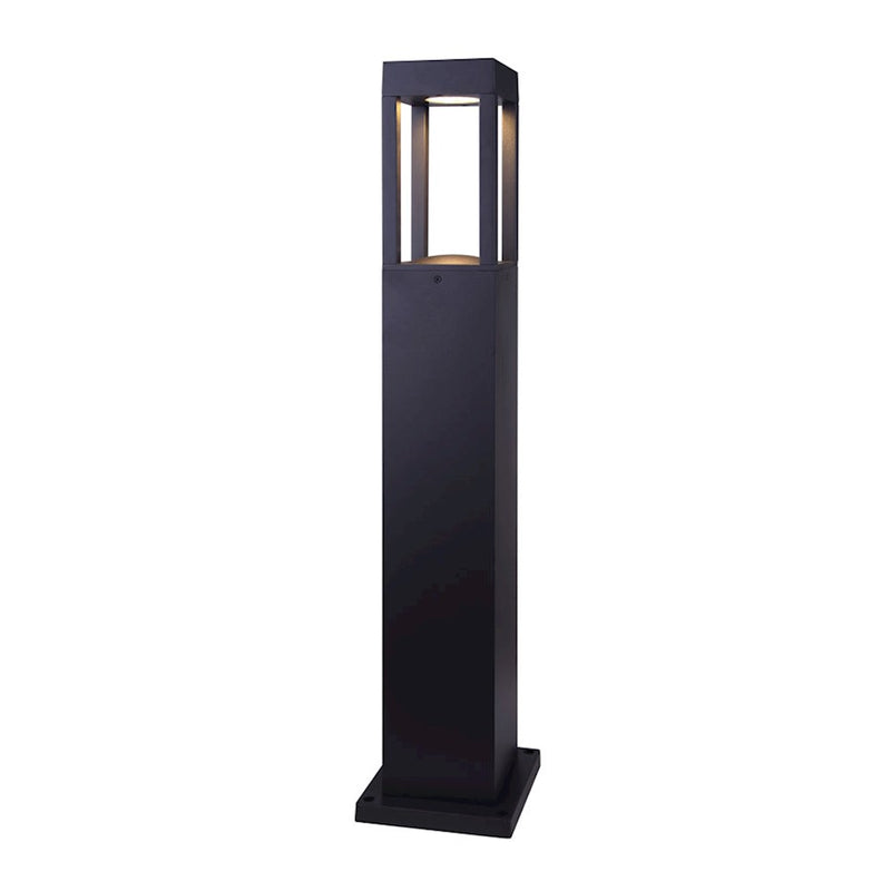 Canarm Fae Lawn 32in LED Outdoor Bollard Light | Contemporary Matte Black and Clear Glass | Garden & Pathway | 6.5 x 6.5 x 31.5 in | Model LOL535BK