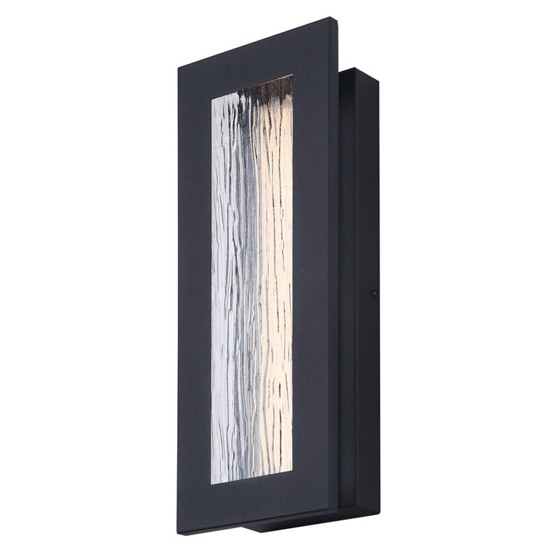 Canarm Kingsly 15in 1-Light LED Outdoor Lantern | Modern Black Metal and Textured Glass | Entryway & Patio | 6 x 3.25 x 15 in | Model LOL603BK
