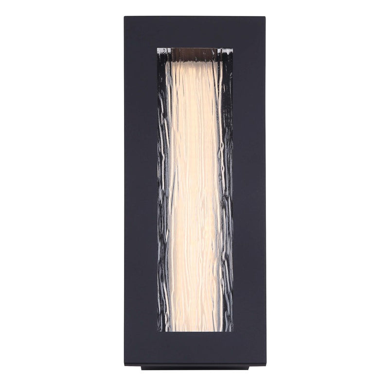 Canarm Kingsly 15in 1-Light LED Outdoor Lantern | Modern Black Metal and Textured Glass | Entryway & Patio | 6 x 3.25 x 15 in | Model LOL603BK