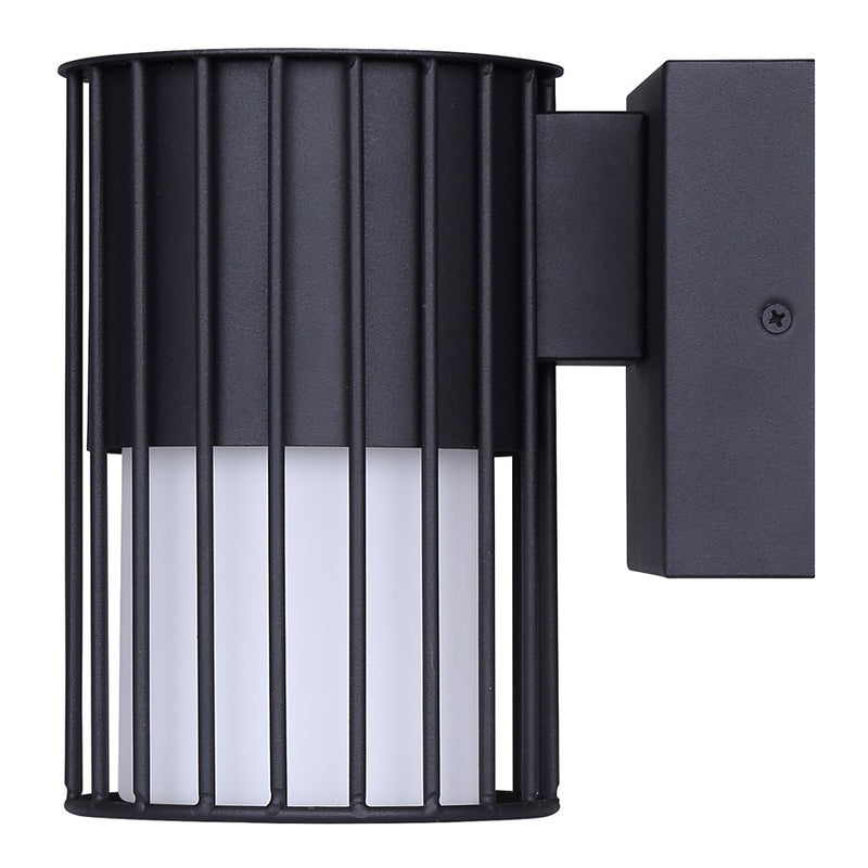 Canarm Javon 7in 1-Light Outdoor Wall Lantern | Black Metal and Opal Glass | Entryway & Patio | 4.75 x 7 x 7 in | Model LOL650BK
