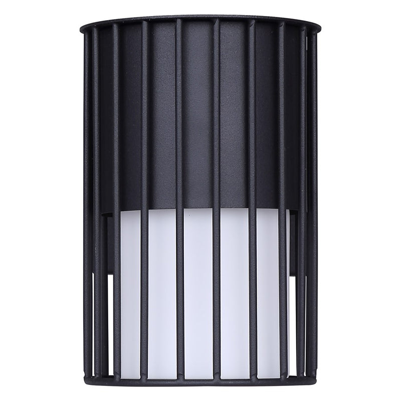 Canarm Javon 7in 1-Light Outdoor Wall Lantern | Black Metal and Opal Glass | Entryway & Patio | 4.75 x 7 x 7 in | Model LOL650BK