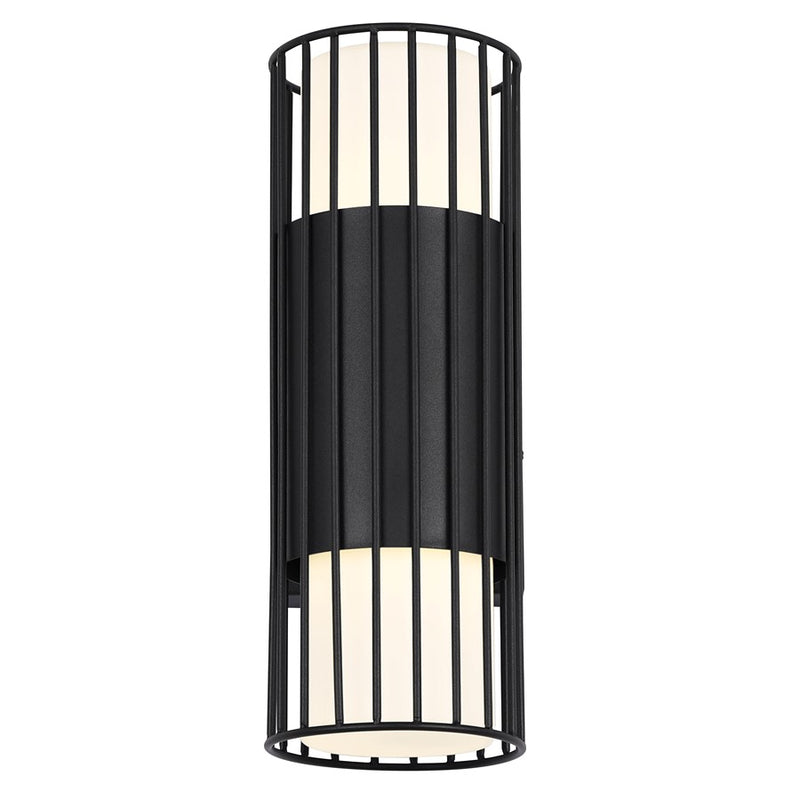Canarm Javon 7in 1-Light LED Outdoor Wall Lantern | Sand Black and Flat Opal Glass | Porch & Entryway | 7 x 4 x 13 in, Wet Rated | Model LOL651BK