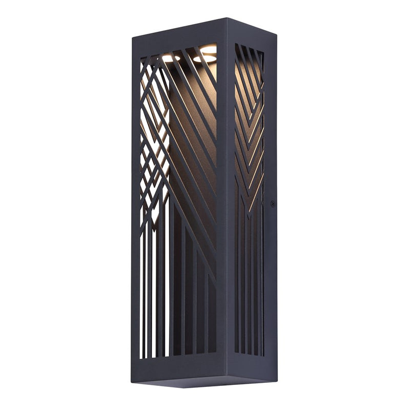 Canarm Zene 4in 1-Light LED Outdoor Wall Lantern | Sand Black and Geometric Cut-Outs | Porch & Entryway | 4 x 3 x 13 in, Wet Rated | Model LOL659BK
