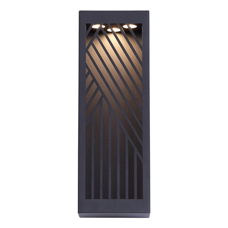 Canarm Zene 4in 1-Light LED Outdoor Wall Lantern | Sand Black and Geometric Cut-Outs | Porch & Entryway | 4 x 3 x 13 in, Wet Rated | Model LOL659BK