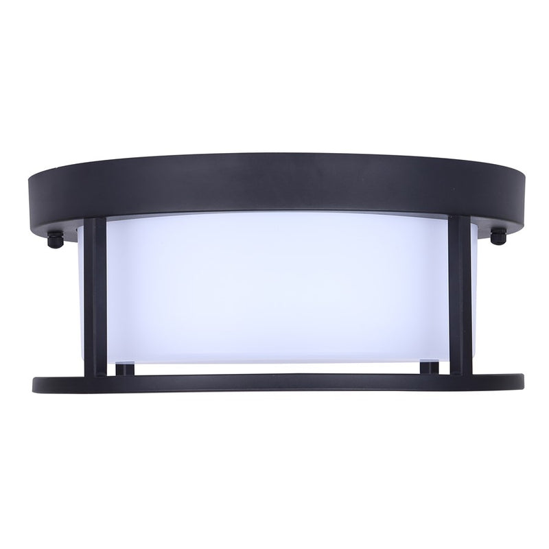 Canarm Vero 12in Outdoor Flush Mount | Modern Black Metal | Patio & Entryway | 12 x 12 x 5 in | Model LOL673BK