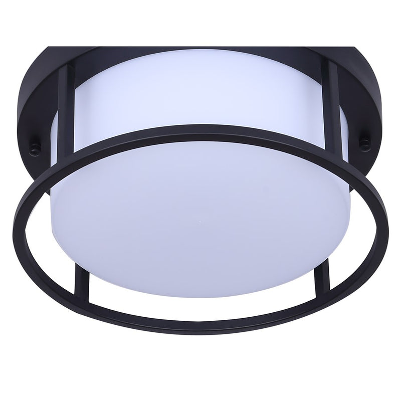 Canarm Vero 12in Outdoor Flush Mount | Modern Black Metal | Patio & Entryway | 12 x 12 x 5 in | Model LOL673BK