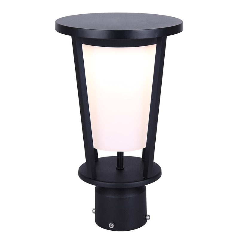 Canarm Vero 1-Light Outdoor Post Light Topper | Modern Black Metal & Acrylic | Driveway & Patio | 7 x 7 x 12 in | Model LOL675BK