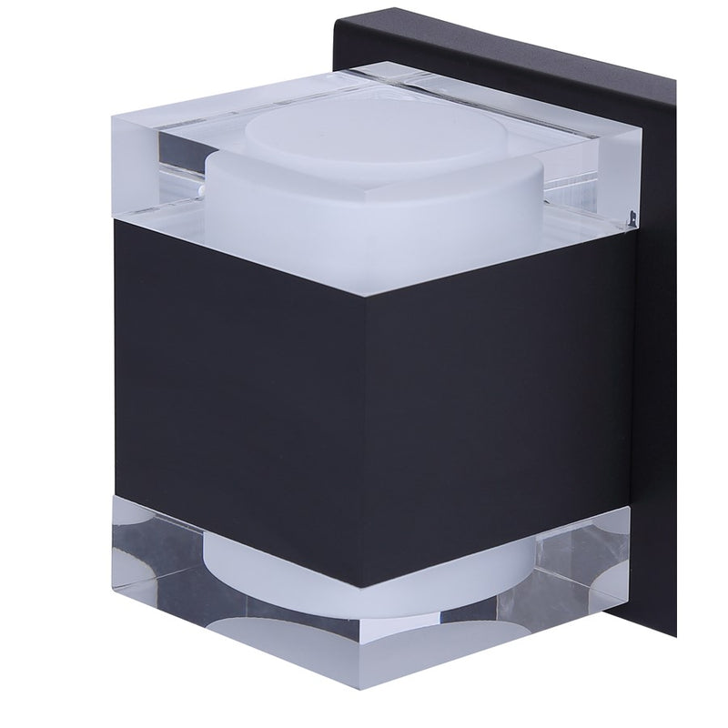Canarm Valo 6in 1-Light Outdoor Wall Lantern | Modern Black and Clear Acrylic | Patios & Entryways | 6 x 5 x 6 in | Model LOL677BK