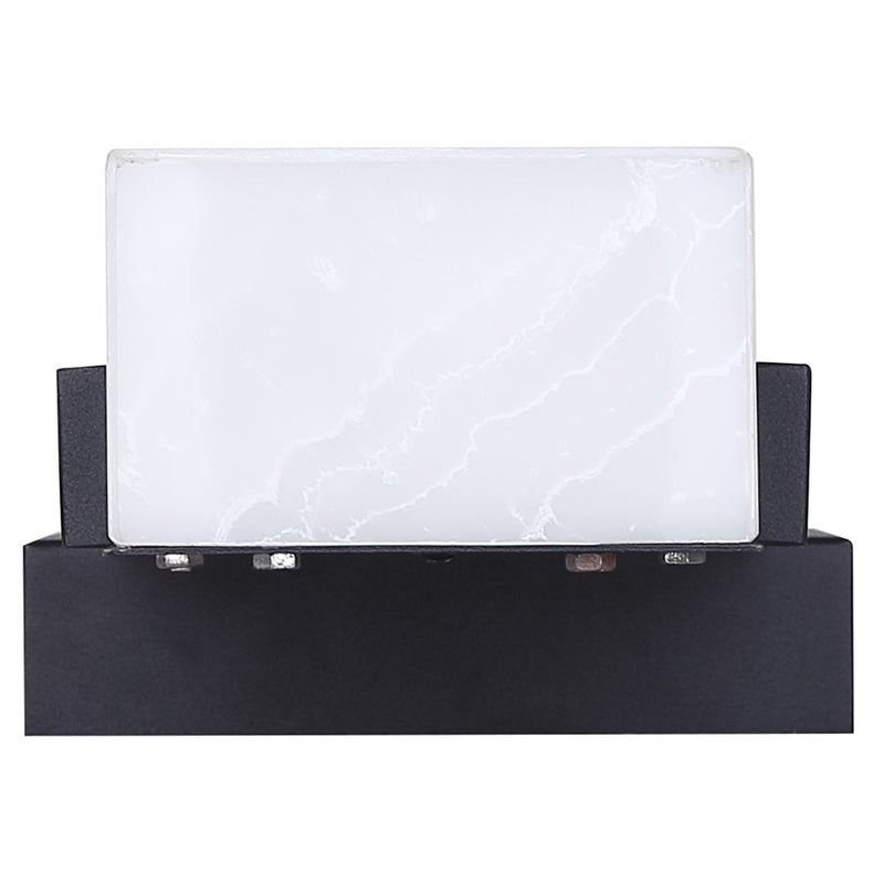 Canarm Cam 6in 1-Light Outdoor Wall Lantern | Modern Black Steel and Marbled Resin | Patios & Entryways | 6 x 4.75 x 17.75 in | Model LOL727BK
