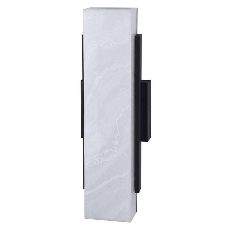 Canarm Cam 6in 1-Light Outdoor Wall Lantern | Modern Black Steel and Marbled Resin | Patios & Entryways | 6 x 4.75 x 17.75 in | Model LOL727BK