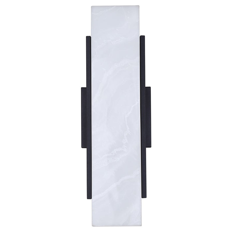 Canarm Cam 6in 1-Light Outdoor Wall Lantern | Modern Black Steel and Marbled Resin | Patios & Entryways | 6 x 4.75 x 17.75 in | Model LOL727BK