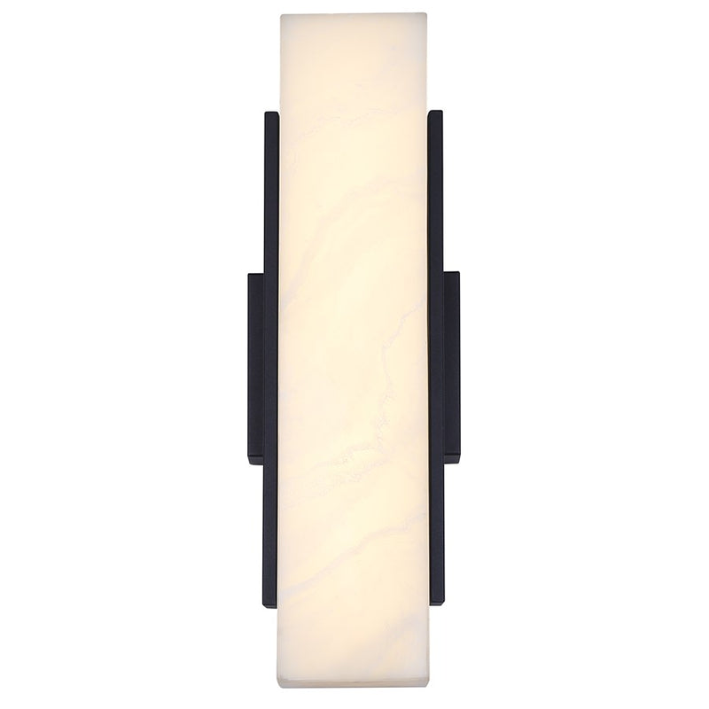 Canarm Cam 6in 1-Light Outdoor Wall Lantern | Modern Black Steel and Marbled Resin | Patios & Entryways | 6 x 4.75 x 17.75 in | Model LOL727BK