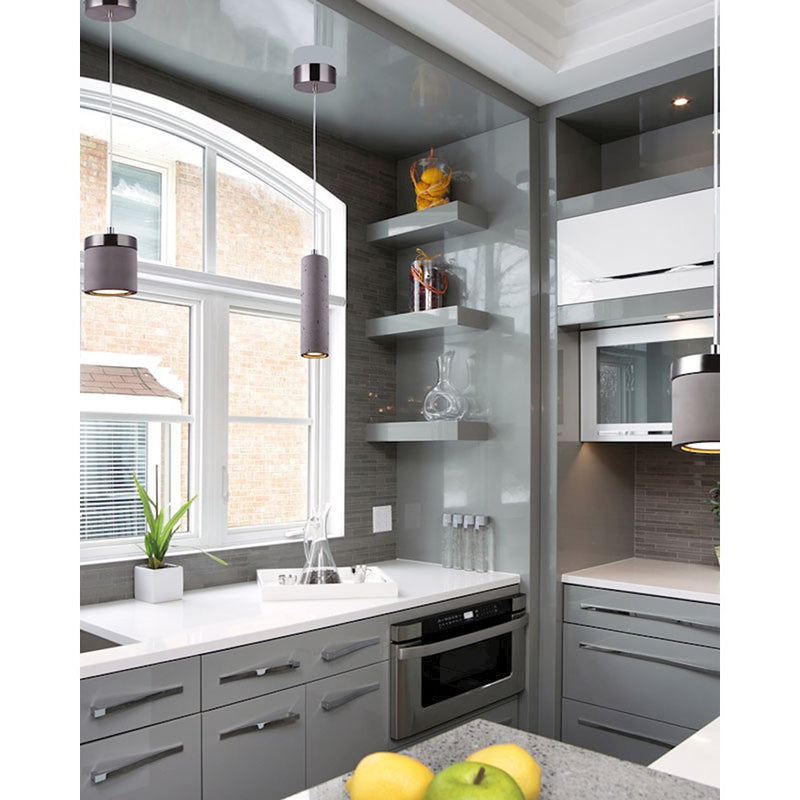 Canarm 1-Light 4.38in LED Cord Pendant | Brushed Nickel Metal and Cement | Kitchen Island & Dining Room | 0.38 x 60.5 in | Model LPL158A01BN4