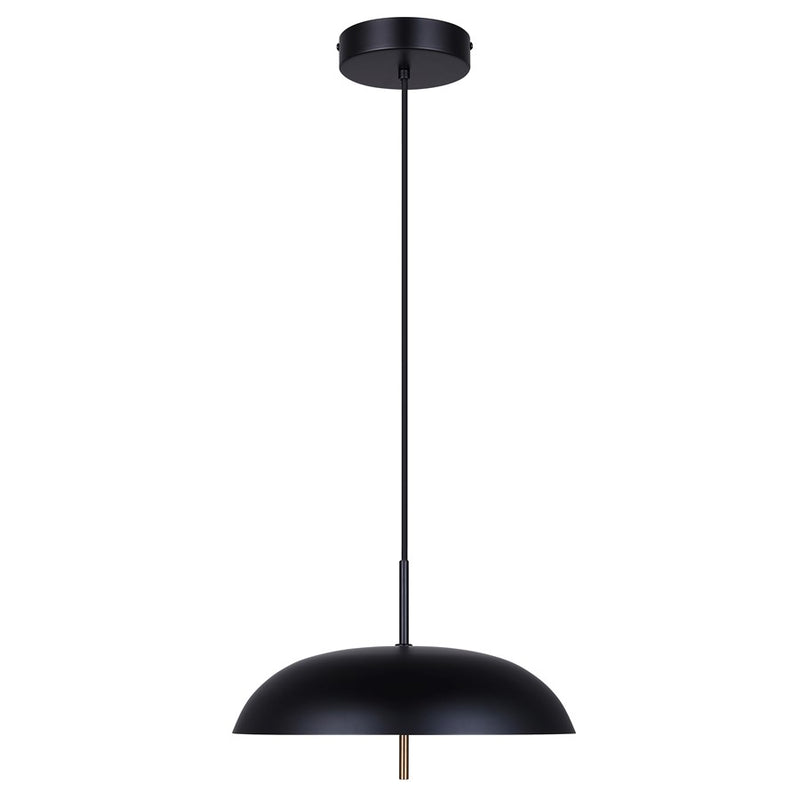 Canarm Kelvin 15in 1-Light LED Pendant | Mid-Century Matte Black and Gold Opal Glass | Kitchen Island & Dining Room | 12-72in H | Model LPL287A01BKG