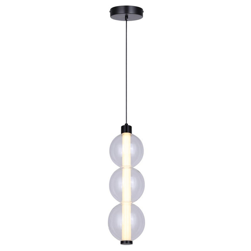 Canarm Melody 5in 1-Light LED Pendant | Matte Black and Clear Bubble Glass Shade | Kitchen Island & Dining Room | 5 x 5 x 19 in | Model LPL316A01BK