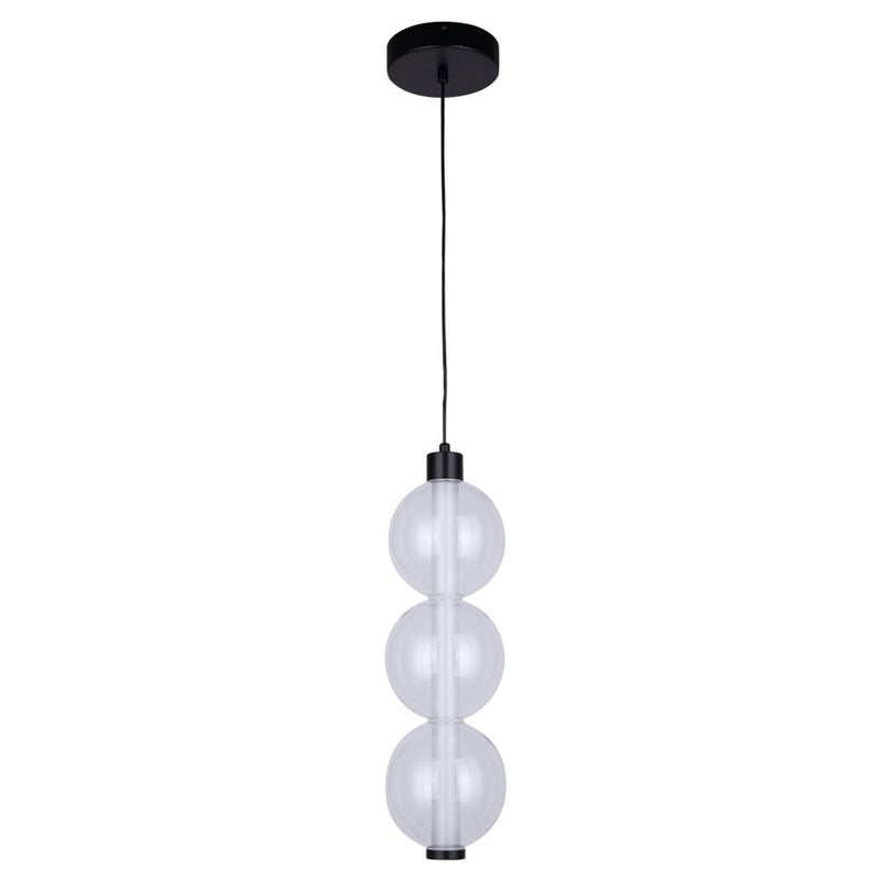 Canarm Melody 5in 1-Light LED Pendant | Matte Black and Clear Bubble Glass Shade | Kitchen Island & Dining Room | 5 x 5 x 19 in | Model LPL316A01BK
