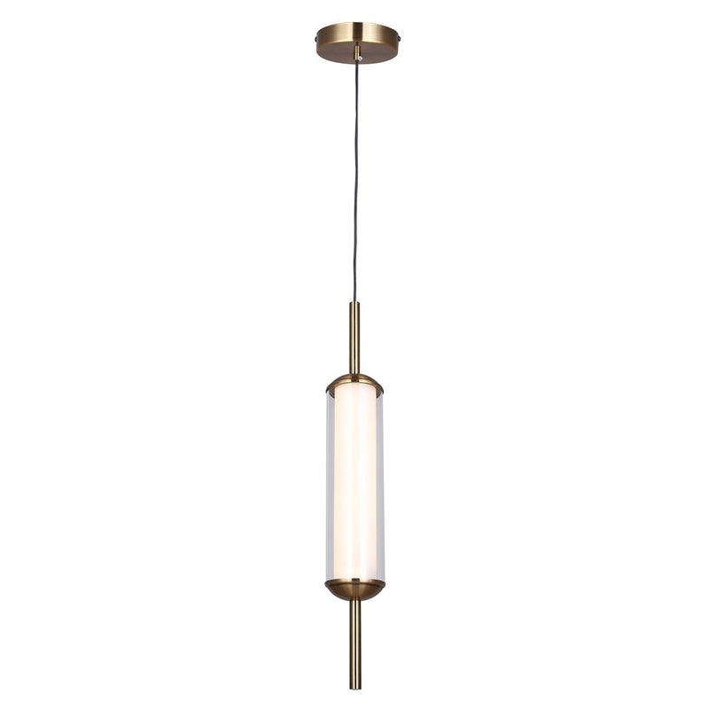 Canarm Lavene 5in 1-Light LED Pendant | Gold and Clear Acrylic Shade | Kitchen Island & Dining Room | 5 x 5 x 23 in | Model LPL321A01GD