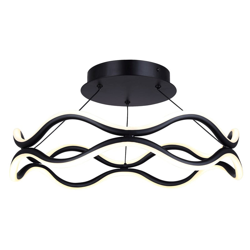 Canarm Castra 17in 3-Light Semi Flush Mount | Modern Matte Black Metal | Dining Room & Living Room | 16.88 x 16.88 x 8.5 in | Model LSF280A17BK
