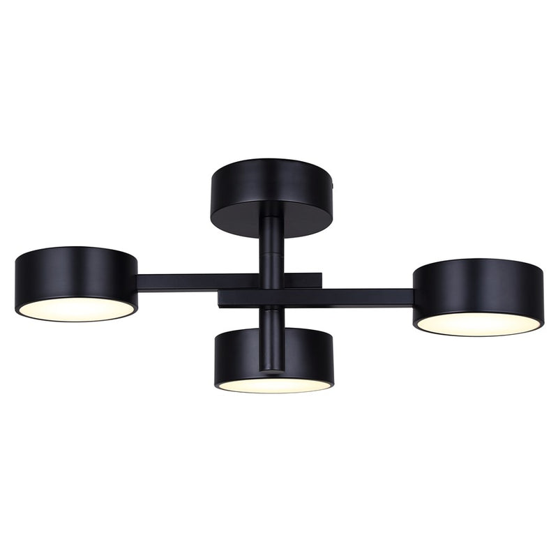 Canarm Montgomery 24in 3-Light Semi Flush Mount | Modern Matte Black Steel | Living Room & Dining Room | 24.25 x 10.75 x 9.375 in | Model LSF315A03BK