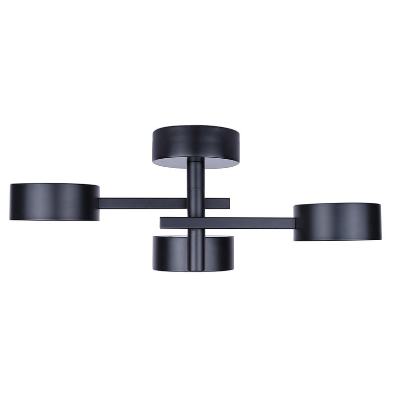 Canarm Montgomery 24in 3-Light Semi Flush Mount | Modern Matte Black Steel | Living Room & Dining Room | 24.25 x 10.75 x 9.375 in | Model LSF315A03BK