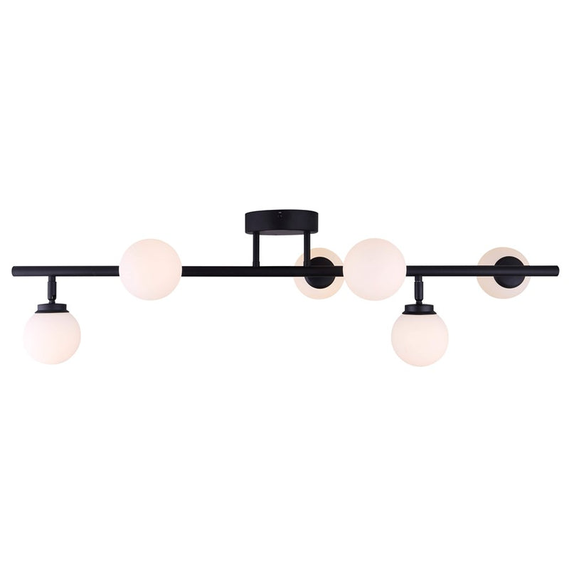 Canarm Poppy 38in 7-Light LED Track Light | Matte Black and Opal Glass | Kitchen, Living Room & Commercial Spaces | 1600 Lumens | Model LT176A07BK