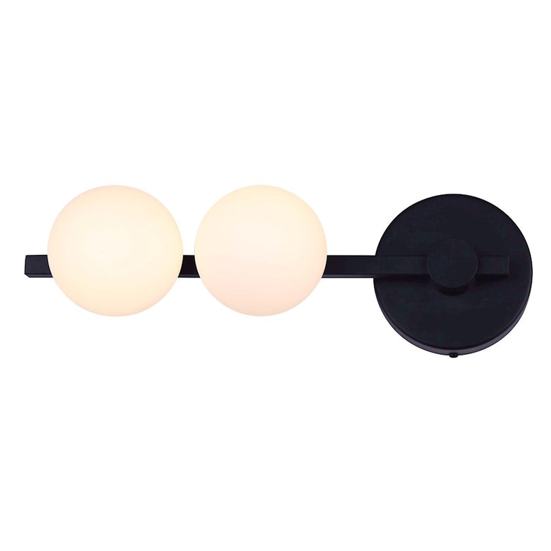 Canarm Nylah 16in 2-Light LED Track Light | Industrial Matte Black and Flat Opal Glass | Kitchen & Living Room | 16 x 6 x 5 in | Model LT233A02BK