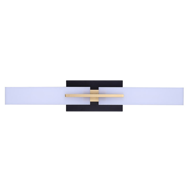 Canarm Hazel 24in 2-Light LED Vanity Light | Modern Matte Black and Gold Metal | Bathroom Vanity | 24 x 3.5 x 4.38 in | Model LVL289A24BKG