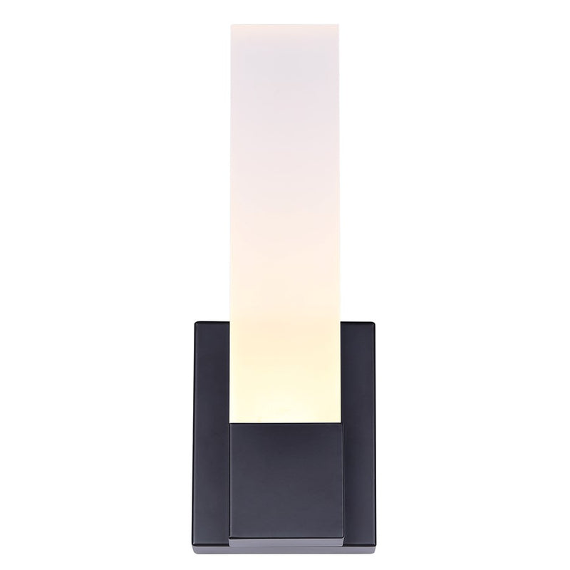 Canarm Farrow 4.75in 1-Light LED Wall Sconce | Modern Matte Black Metal | Bathroom & Hallway Accent | 4.75 x 2.75 x 13.63 in | Model LVL291A01BK