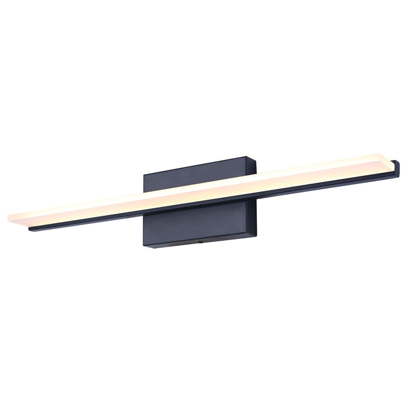 Canarm Madison 24.13in 1-Light LED Vanity Light | Modern Matte Black Steel | Bathroom & Dressing Area | 24.13 x 3.75 x 4.38 in | Model LVL327A24BK