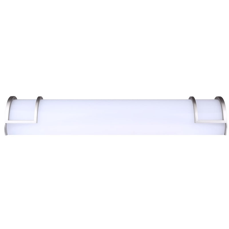 Canarm Madison 24.75in 1-Light LED Bathroom Vanity | Modern Brushed Nickel and Frosted Acrylic | Bathroom Grooming & Makeup | Model LVL328A24BN