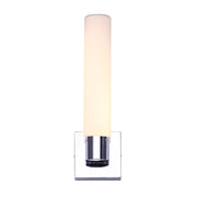 Canarm Beyla 15in LED Wall Sconce | Modern Chrome and Opal Glass | Bathroom & Hallway | 4 x 4 x 15 in, 10.5W | Model LWF206A15CH