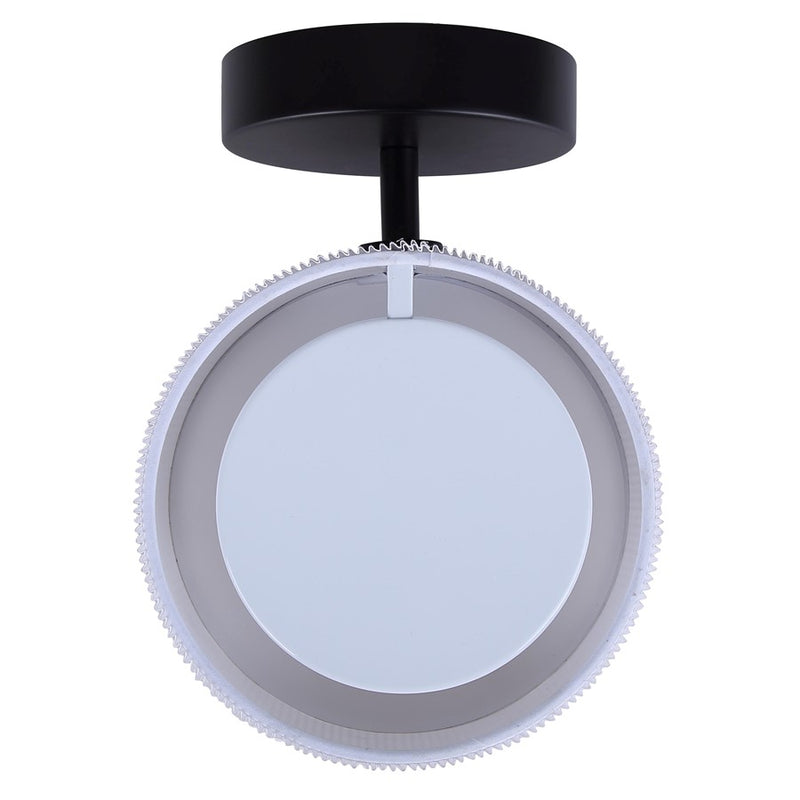 Canarm Carmynn 8in 1-Light LED Wall Sconce | Modern Matte Black Metal & White Ribbed Acrylic | Living Room & Bedroom Light | Model LWF288A01BK