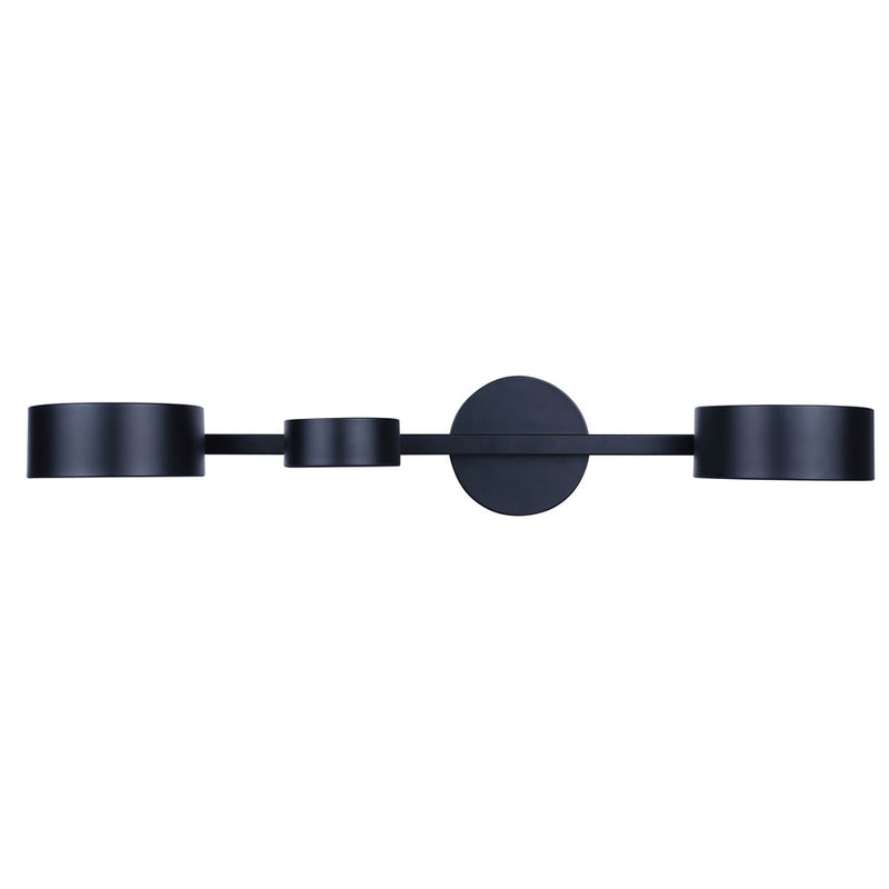 Canarm Montgomery 27.87in 3-Light LED Sconce | Modern Matte Black and Acrylic | Bathroom Vanity & Hallway | 27.87 x 8.37 x 5.12 in | Model LWF315A03BK