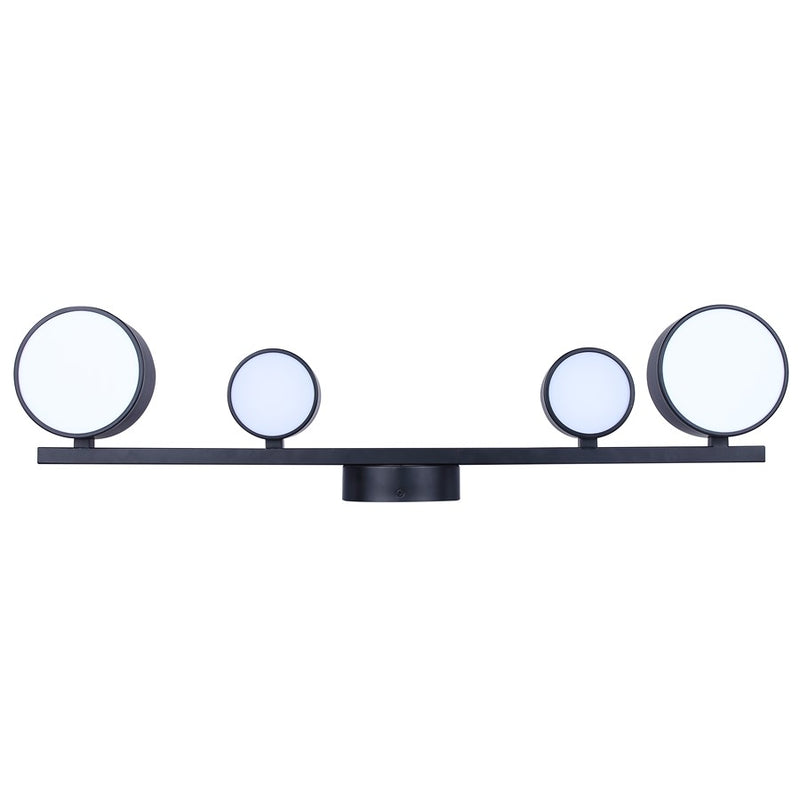 Canarm Montgomery 34in 4-Light LED Wall Sconce | Matte Black and Acrylic Shade | Bathroom & Hallway | 8.375 x 33.875 x 5.125 in | Model LWF315A04BK
