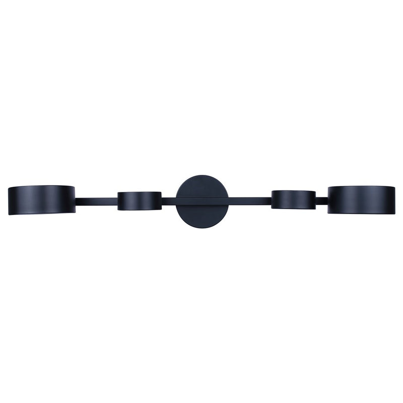 Canarm Montgomery 34in 4-Light LED Wall Sconce | Matte Black and Acrylic Shade | Bathroom & Hallway | 8.375 x 33.875 x 5.125 in | Model LWF315A04BK