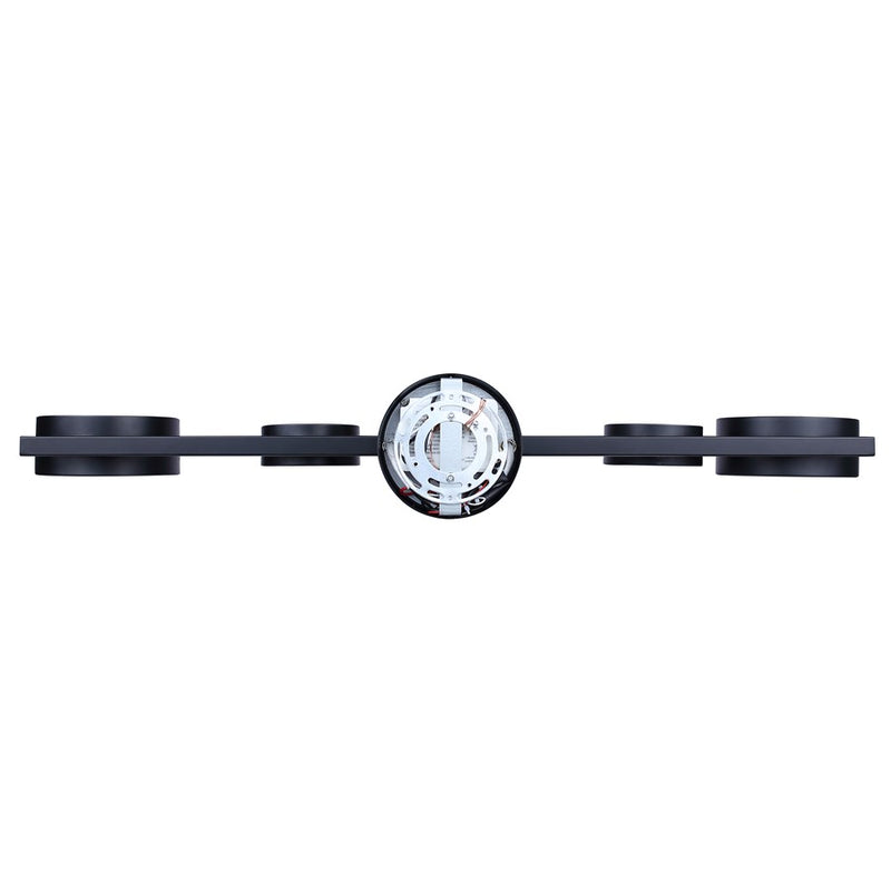 Canarm Montgomery 34in 4-Light LED Wall Sconce | Matte Black and Acrylic Shade | Bathroom & Hallway | 8.375 x 33.875 x 5.125 in | Model LWF315A04BK