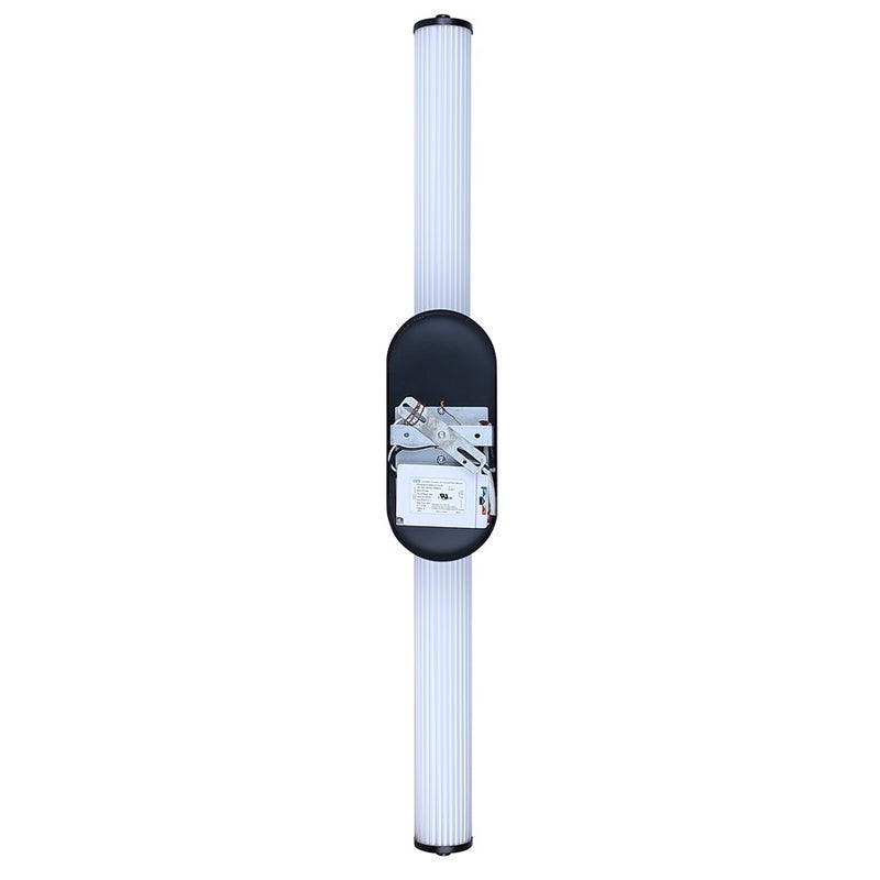 Canarm Ozzy 35in 1-Light LED Vanity Light | Matte Black and Glossy White Ribbed Glass | Bathroom & Powder Room Vanity Light | Model LWL322A35BK