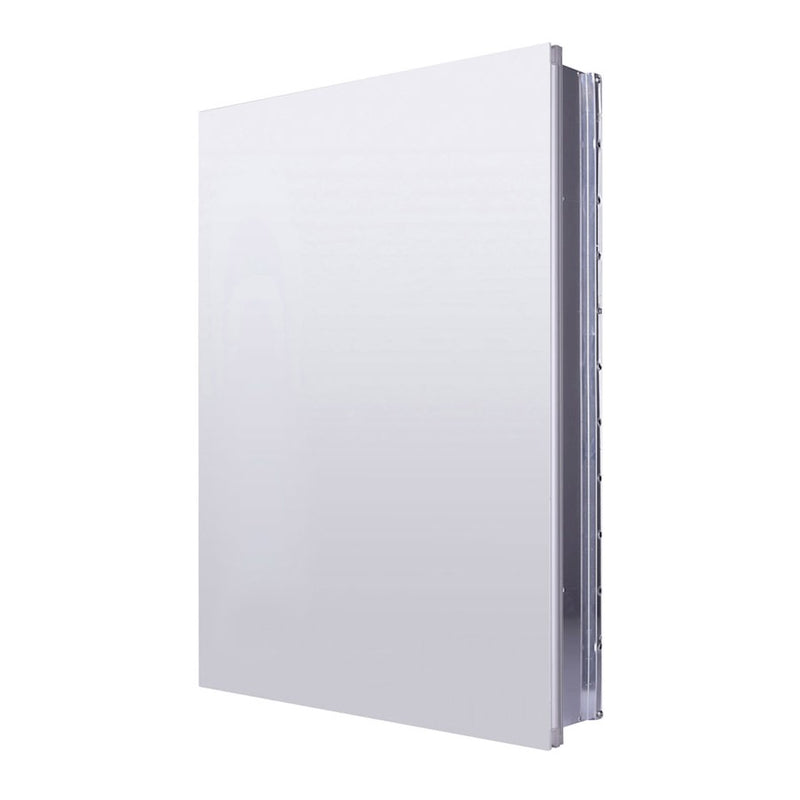 Canarm 16in Round Medicine Cabinet | Matte Glass White Finish | Bathroom Storage & Vanity Mirror | Model MC102A1624RNW