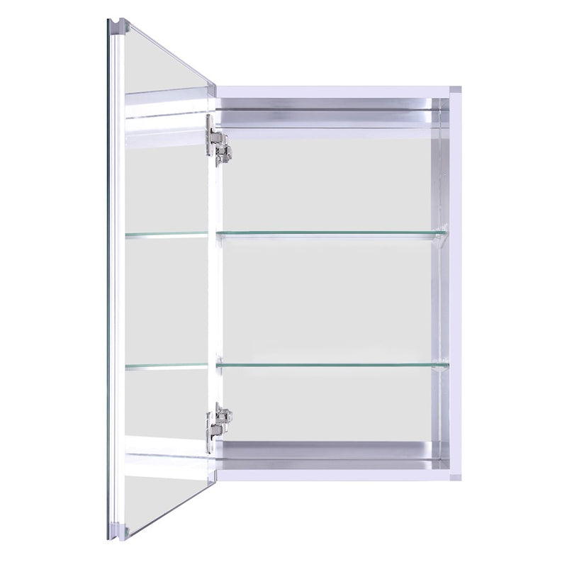 Canarm 16in Round Medicine Cabinet | Matte Glass White Finish | Bathroom Storage & Vanity Mirror | Model MC102A1624RNW