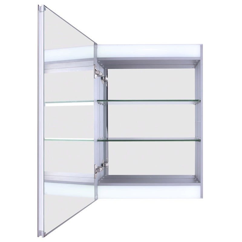 Canarm 20in Round Medicine Cabinet | Matte Glass White Finish | Bathroom Storage & Vanity Mirror | Model MC105A2028WNW