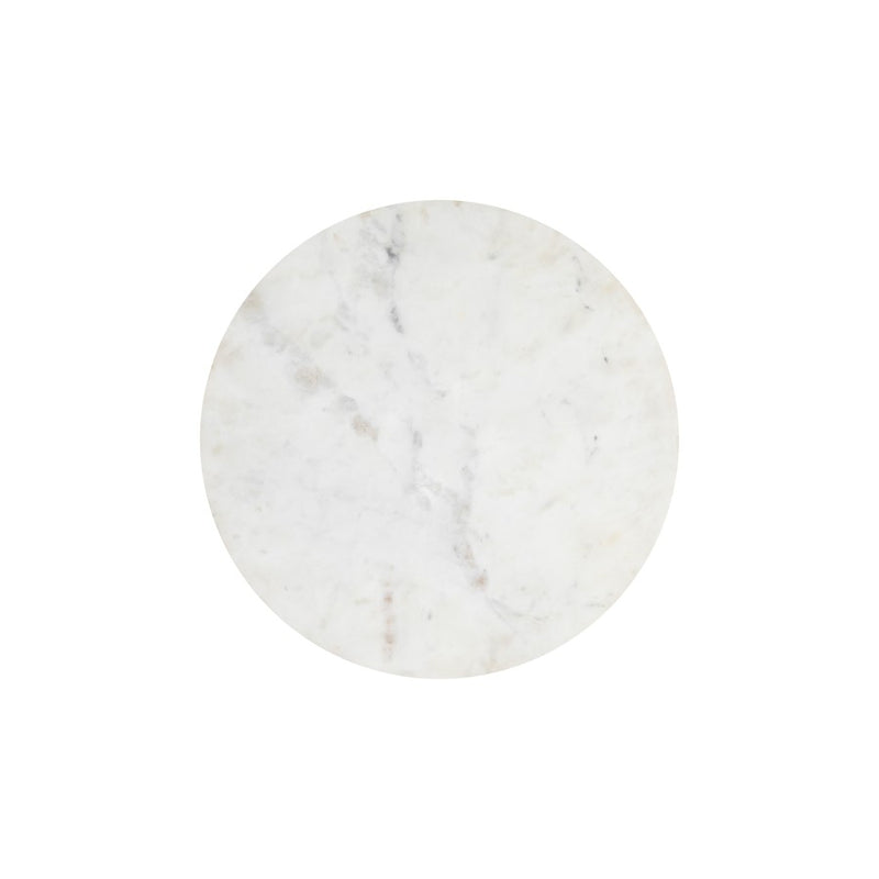 Canarm Naya 15in Round Side Table | Natural Mango Wood & White Marble Top | Living Room & Bedroom Accent | 15 x 15 x 19 in | Model SAF2