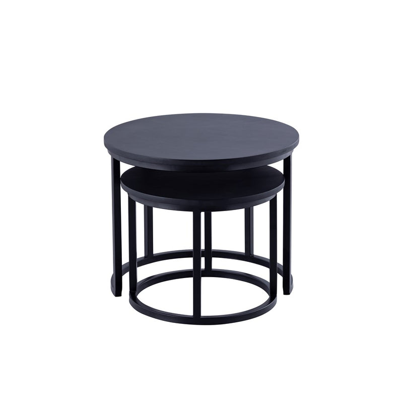 Canarm Kaala 21in Black Nesting Table Set | Mango Wood & Iron Frame | Living Room & Bedroom Accent | 21 x 21 x 17.5 in | Model SC-102