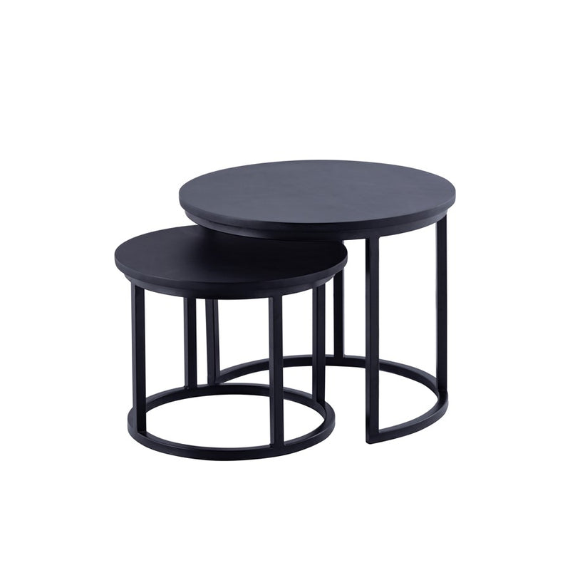 Canarm Kaala 21in Black Nesting Table Set | Mango Wood & Iron Frame | Living Room & Bedroom Accent | 21 x 21 x 17.5 in | Model SC-102