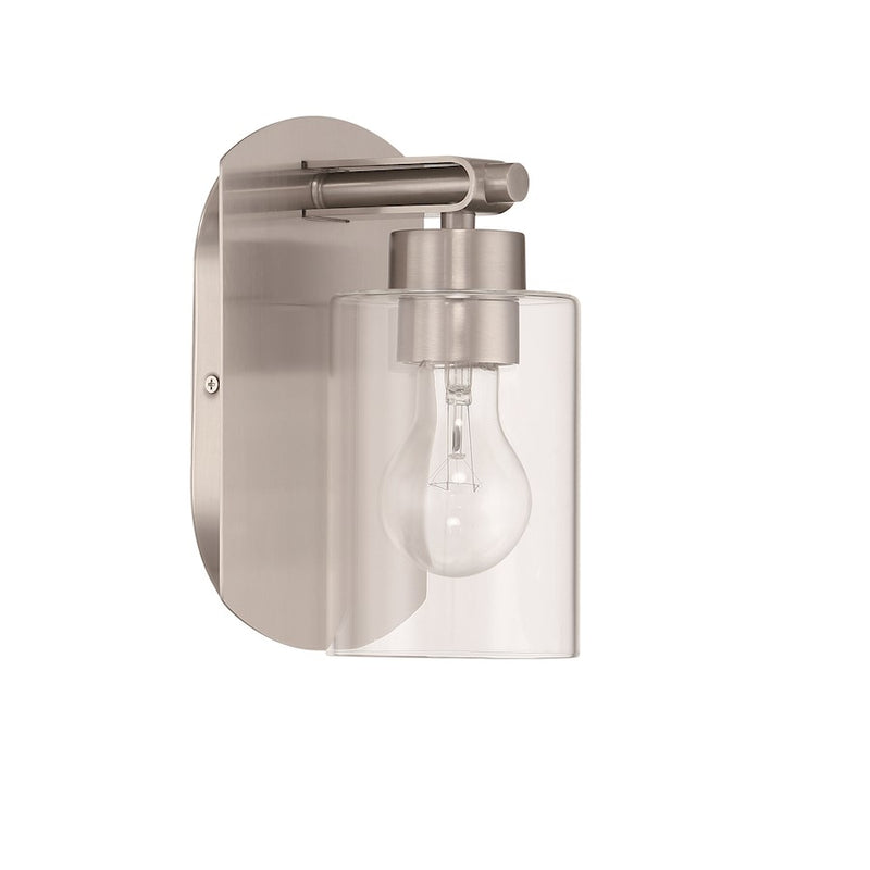 Craftmade Hendrix 1 Light Wall Sconce, Brushed Polished Nickel/Clear