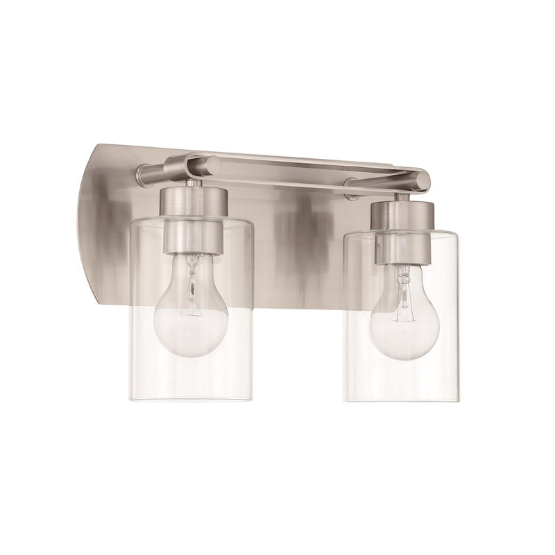 Craftmade Hendrix 2 Light Vanity, Brushed Polished Nickel/Clear