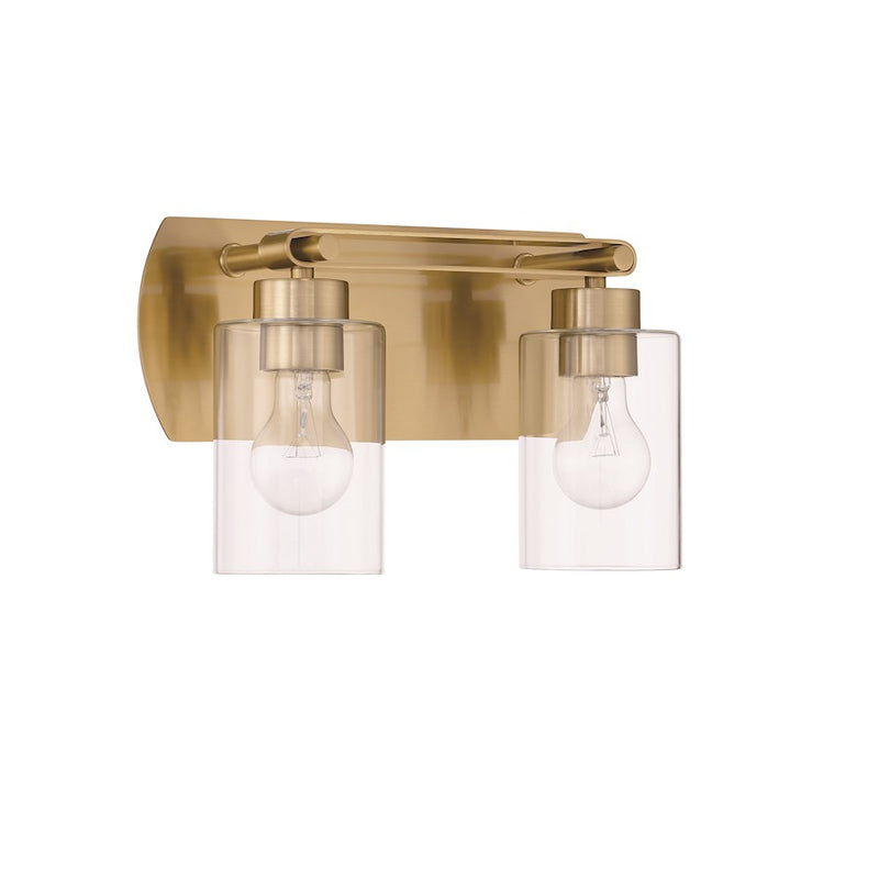 Craftmade Hendrix 2 Light Vanity, Satin Brass/Clear